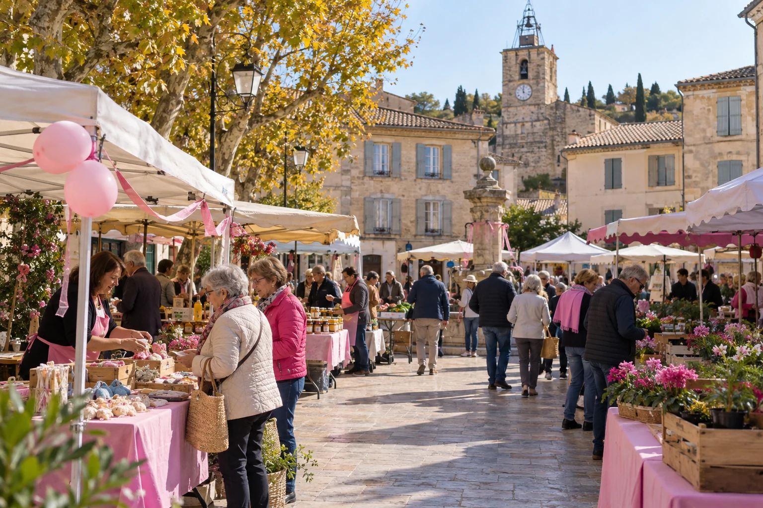 Bollène : le marché Pasteur termine sa saison avec quinze stands aux couleurs d’Octobre rose