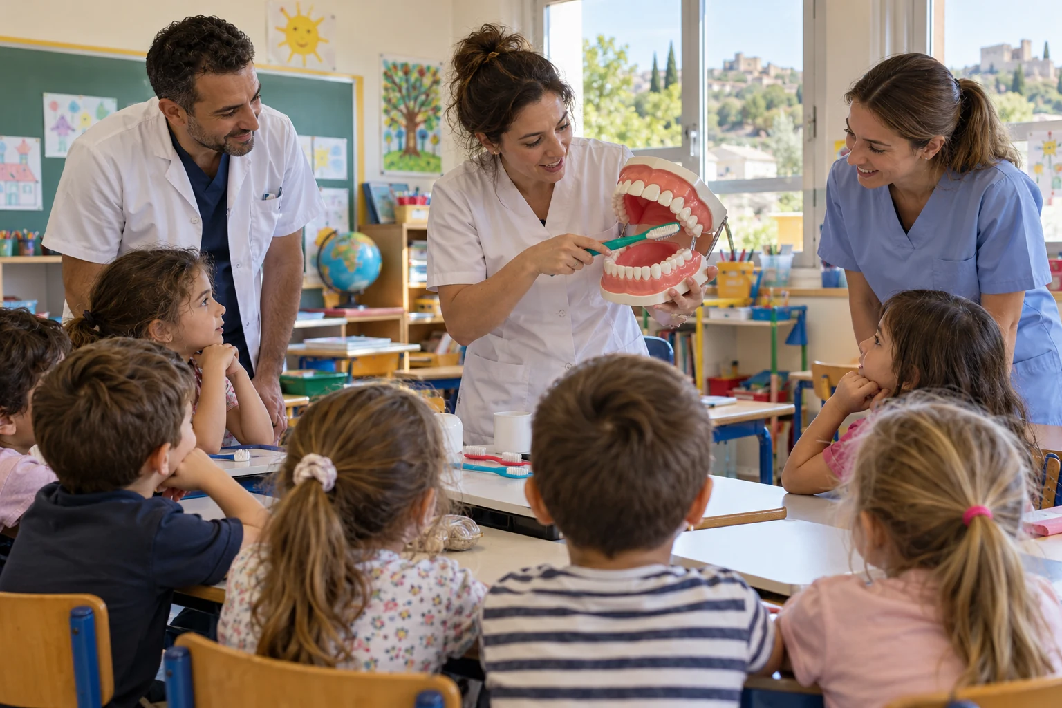 Mondragon : une mâchoire géante pour apprendre aux élèves à bien se brosser les dents