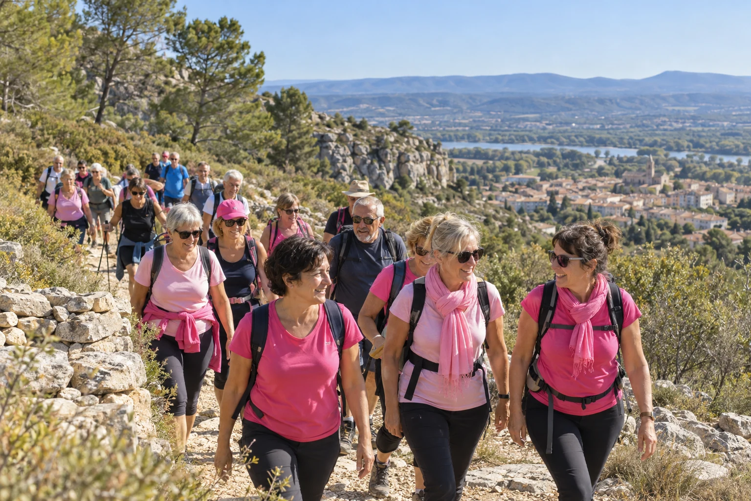 Bollène : une vingtaine de marcheurs de Lez'Moove mobilisés pour Octobre rose sur le massif du Barry